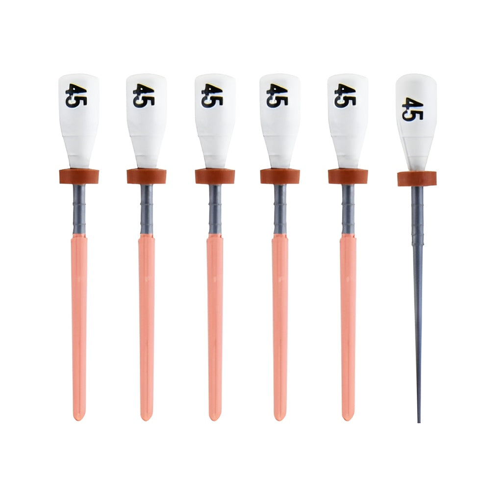 One HT Reciprocal File Gutta Percha Core Carrier Obturators - 5 x Large #45 (White) Obturators + 1 x verifier