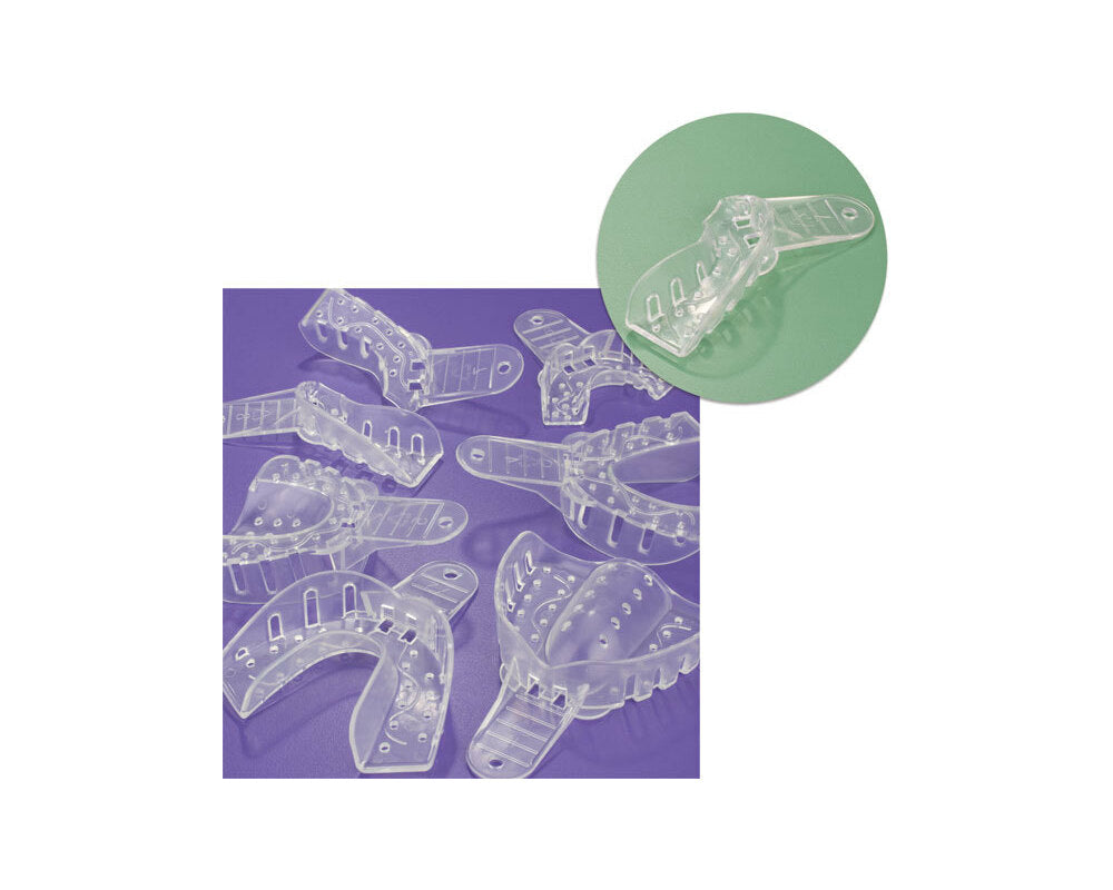 Excellent-Crystal Disposable Impression Trays, #7 Upper-Right/Lower-Left, Clear, (12Pcs/Bag)