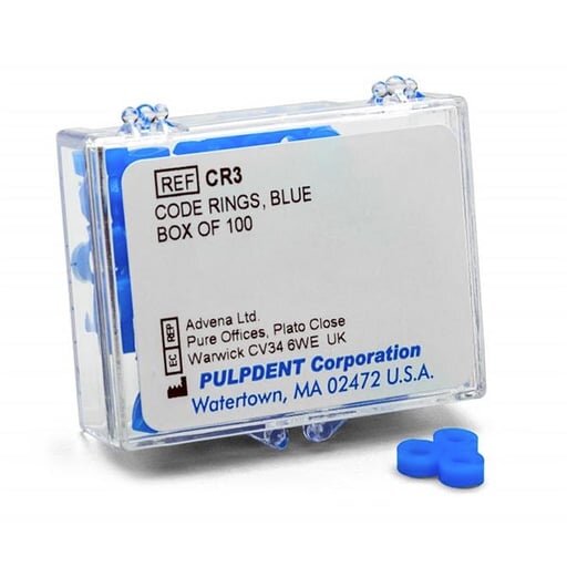 Code Rings - Silicone, Medical Grade, Standard Size: 1/8 ID, 1/8 wide, Blue, Box of 100