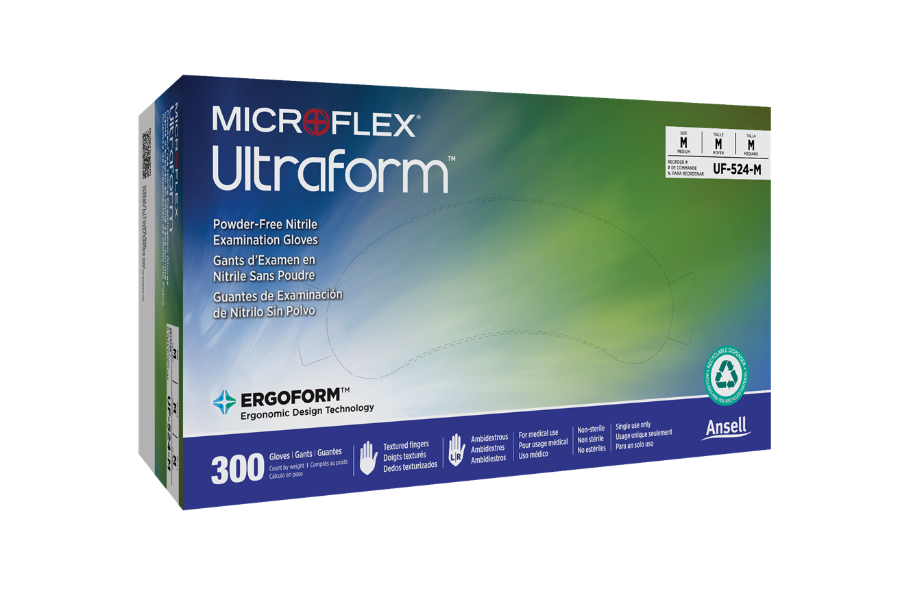 Ansell Microflex Ultraform® Powder-Free Nitrile Exam Gloves 300/Box