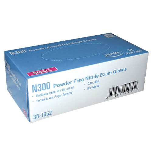 iSmile N300 Nitrile Exam Gloves, Powder-Free, Blue - Large - 300/Box