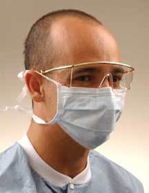 Advantage Surgical Tie-On Laces Face Mask, Level 2, Blue, 50/bx