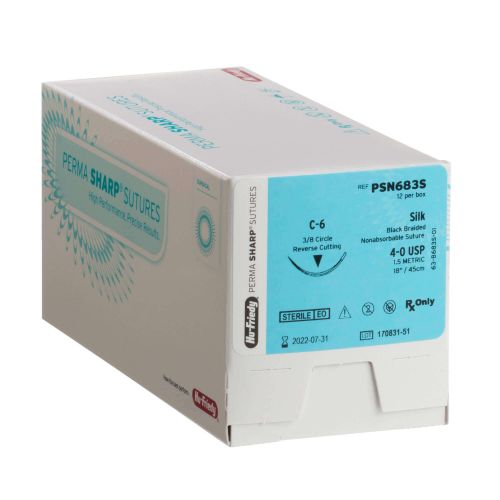 Perma Sharp Sutures, Silk, 12/Box
