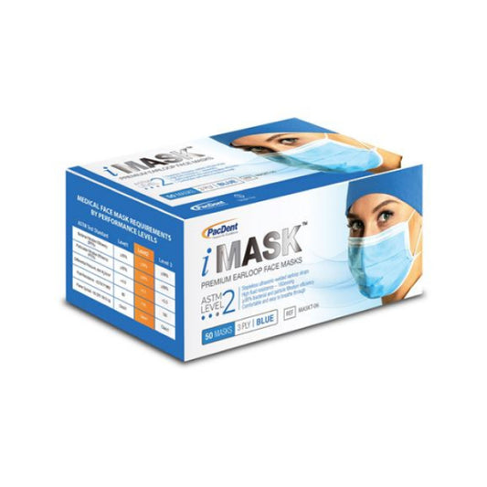 iMask Premium Earloop Face Masks, Level 2, 50/Box