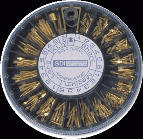 #6 Long Gold Plated Anchorage Posts, Package of 12 Posts.
