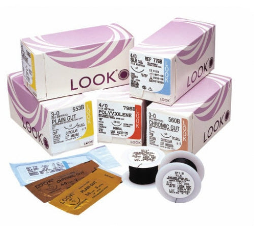 Look Plain Gut Absorbable Sutures, 3/0, C6, 18", 12/Pkg #592B