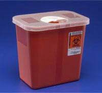 Sharps Waste Disposal Container, White with Blue Top 3 Gallon (16 1/2"H x 6"D x 13 3/4"W), Covidien