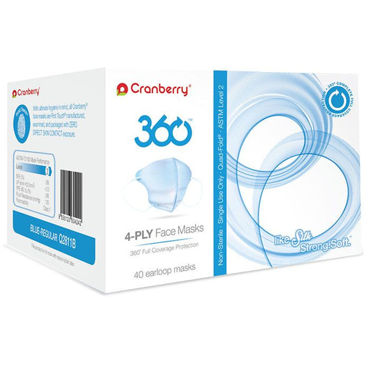 360 Anti-Fog 4-Ply Face Mask, Regular/Blue, ASTM Level 3, 40/Pkg