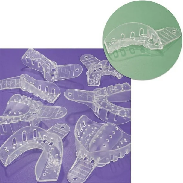 Excellent-Crystal Disposable Impression Trays, #8 Upper-Left/Lower-Right,Clear, (12Pcs/Bag)