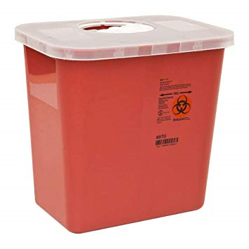 Sharps Container, 2 Gal, Red, Rotor Opening Lid – Supply Doc Inc.