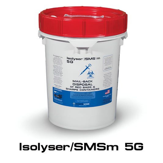 Isolyser/SMSM Sharps Mail-Back System, SMSm 5 Gallon - Red Bag And Sharps Cleanup