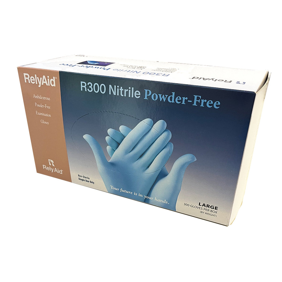 RelyAid R300 Nitrile Exam Gloves, Powder-Free, Blue - X-Small - 300/Box