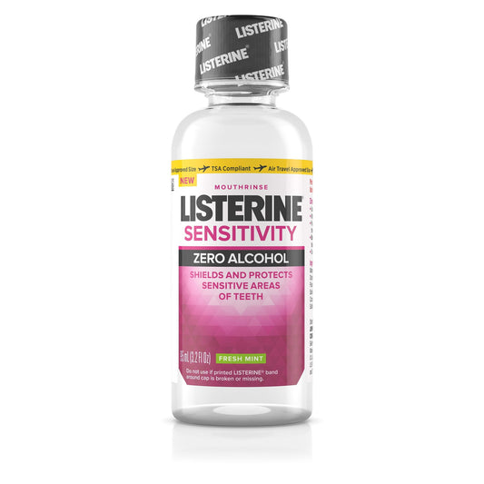 Listerine Sensitivity Mouthwash, Zero Alcohol, Fresh Mint, 3.2 oz, 24/cs