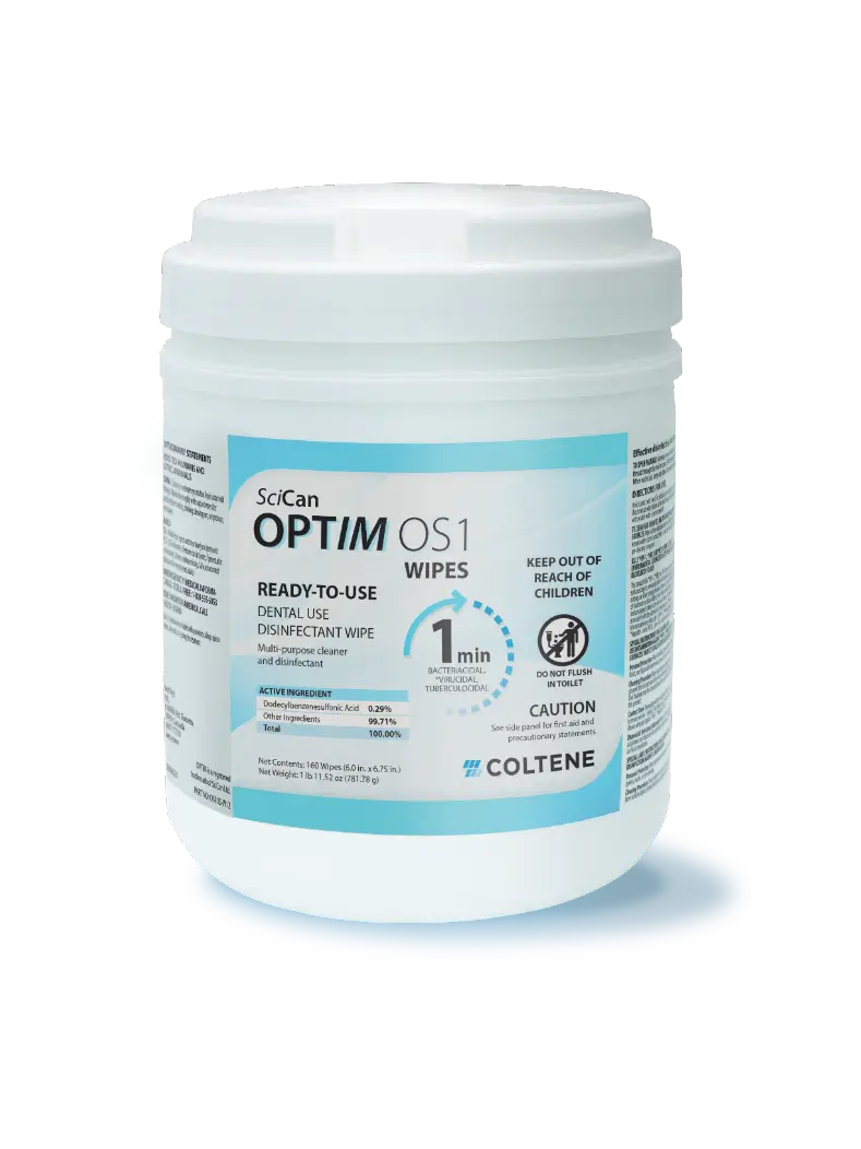 SciCan OPTIM OS1 Disinfectant Wipes – 6" × 6.75", 160/Can