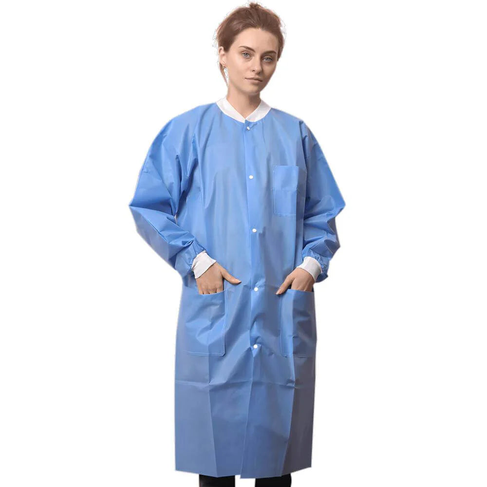 FitMe Lab Coat with Adjustable Waist Sky Blue, 10 pcs/bag