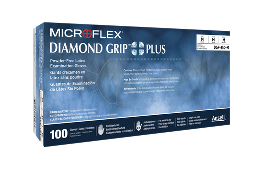 Microflex Diamond Grip Plus Powder-Free Latex Exam Gloves 100/box