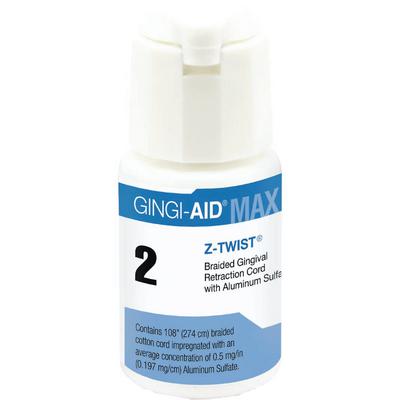 Gingi-Aid MAX Z-Twist #2 Medium with Aluminum Sulfate, 100% Cotton, 108" per Bottle.