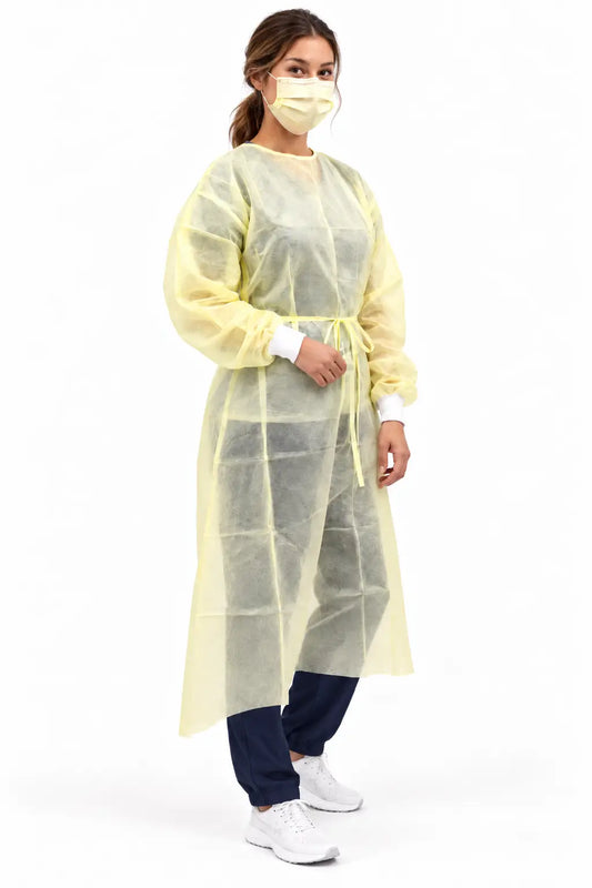 Latex-Free Isolation Gowns with Knit Cuffs — 10/Bag
