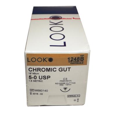 Look Chromic Gut Sutures, 5/0, C3, 18", 12/bx #1248B