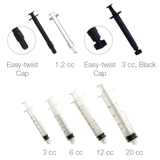 Luer-Lock Endo Irrigation Syringes black - 3 cc, w/ easy-twist cap, 100/pk