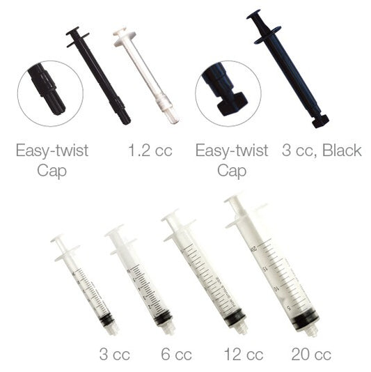 Luer-Lock Endo Irrigation Syringes black - 3 cc, w/ easy-twist cap, 100/pk