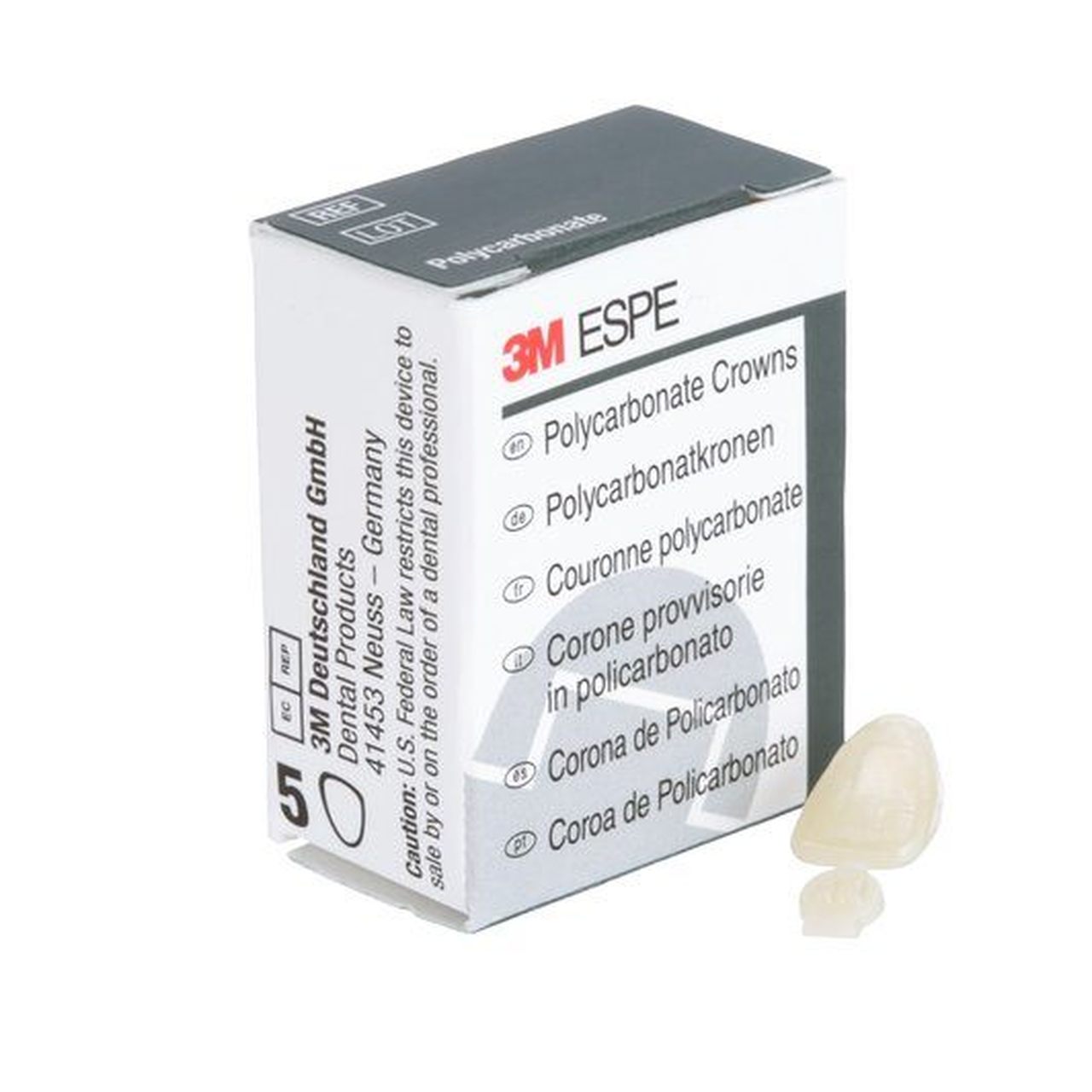 3M Polycarbonate Crowns, 102-UL Central Anterior Crown, 5/bx