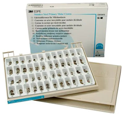 3M Stainless Steel Crowns, 3M SS Primary Molar Set, 96 Crowns