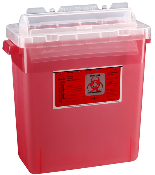 Sharps Container, 2 Gal, Red, Rotor Opening Lid
