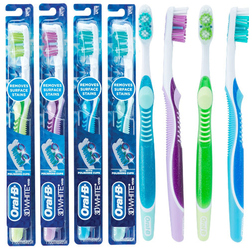 3D White Vivid Toothbrush, 35 Soft Tufts, Assorted Colors, 6/Box