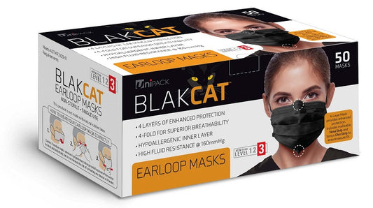 Black Ear-Loop Face Mask Level 3