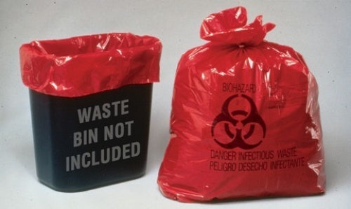 Dis-Pose Infectious Waste Bags, 10 Gallon 24" x 24" (100 bags per box with ties)