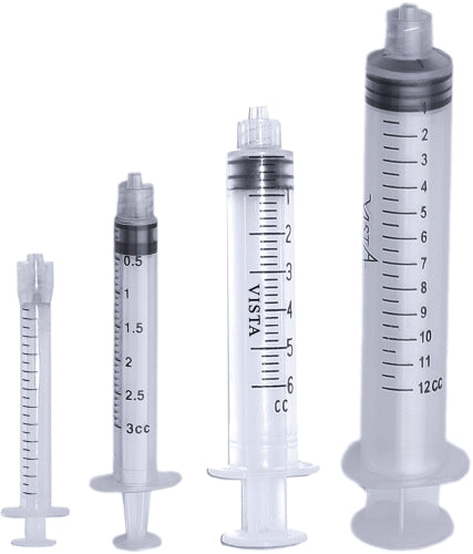 Luer-Lock Endo Irrigation Syringes - 1.2 cc syringe w/caps, white, 100/pk