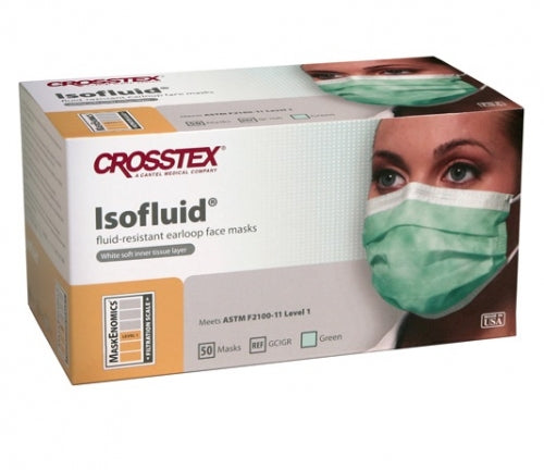 Isofluid - Earloop Face Mask Level 1 , Green, 50/bx