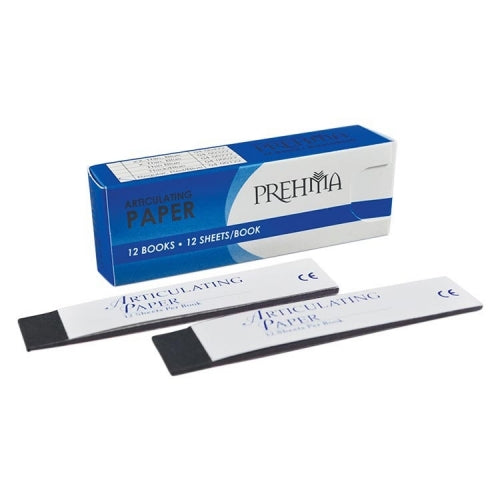 Prehma Articulating Paper, Blue XX-Thin Strips, 50.8 Microns, 12 Sheets/Book, 12 Books/Pkg,