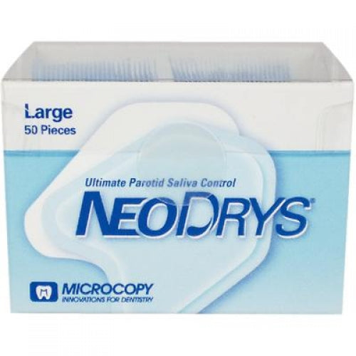 NeoDrys Saliva Absorbents w/ Original White Backing, Large, Blue, 50/Pkg