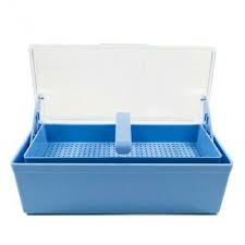 Germicide Tray W/Clear Lid, (10"W X 3_"H X 4"D), Blue, Each