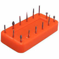 Rectangular Bur Block, (Capacity: 14, Diameter: 3" X 1_" X _" ), Neon-Tangerine, Each