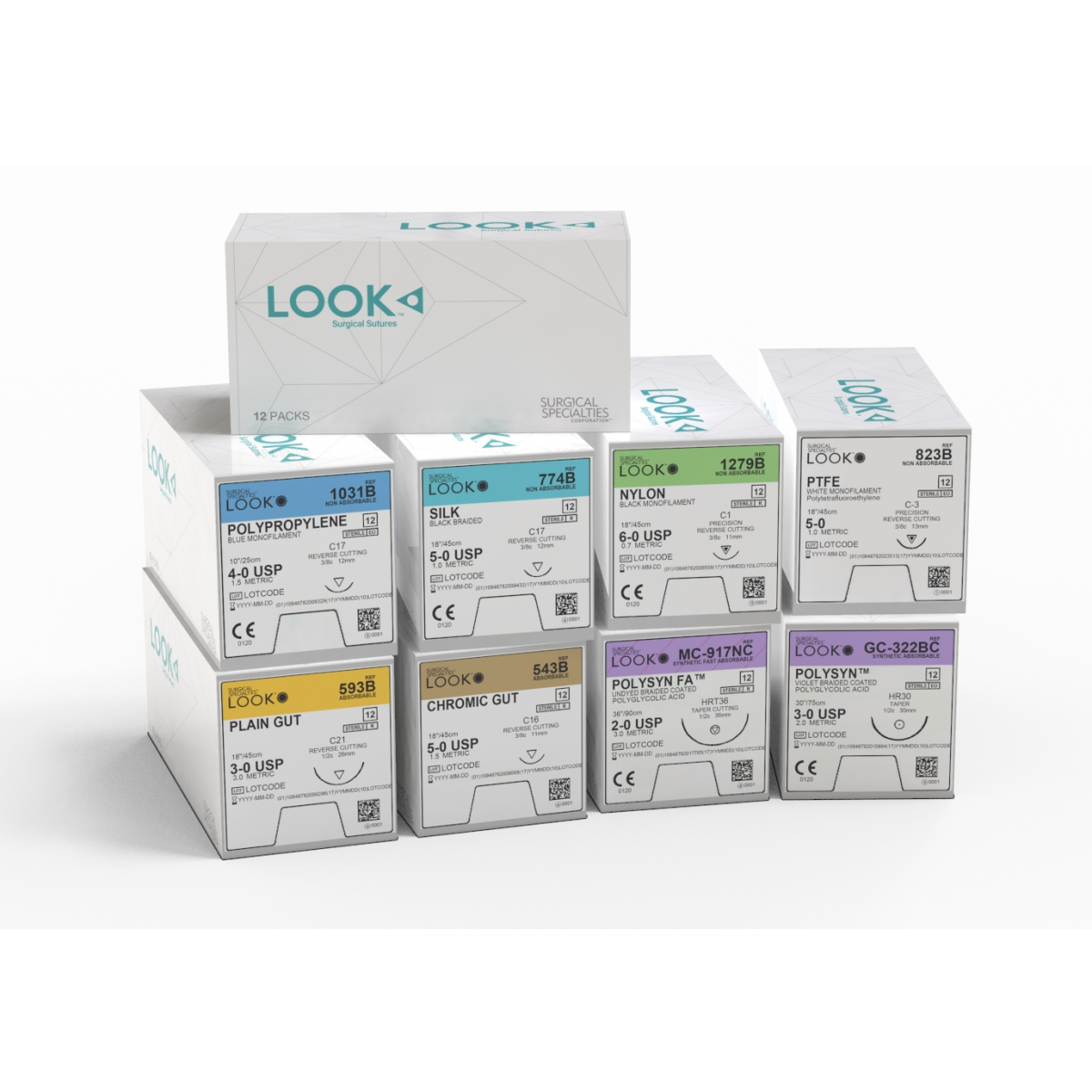Look Plain Gut Absorbable Sutures 3/0, C7, 27", 12/Pkg #553B