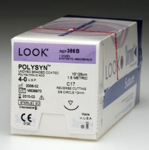 Look 4/0, PolySyn Suture, Undyed Braided, 10
