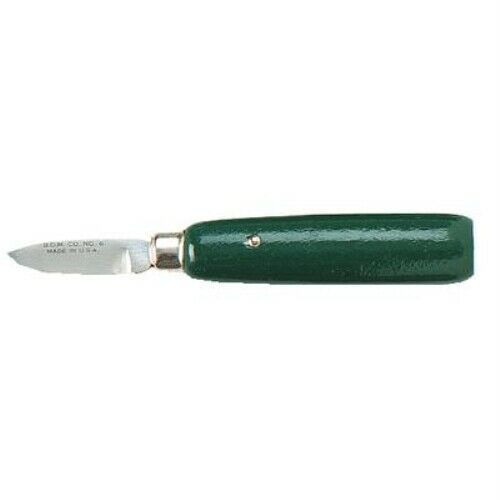 #6 (1.5" curved blade) knife with green enameled handle.