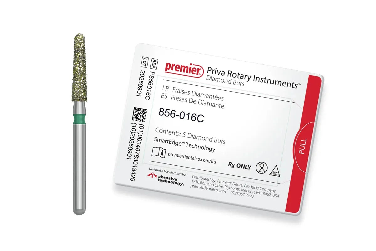 Premier Priva diamond bur packaging and rotary instruments