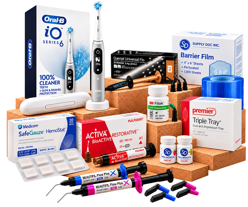 Featured Q4 dental supply promotions from Oral-B, Supply Doc, Medicom, Pulpdent, 3M, Premier, GC, and Shofu